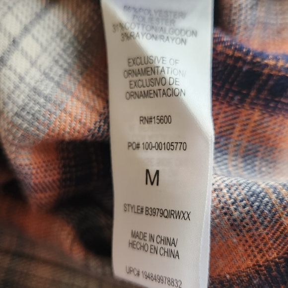 Plaid Flannel Shirt L Democracy Jacket Button Up Top Relaxed Fit Pockets - Picture 8 of 10